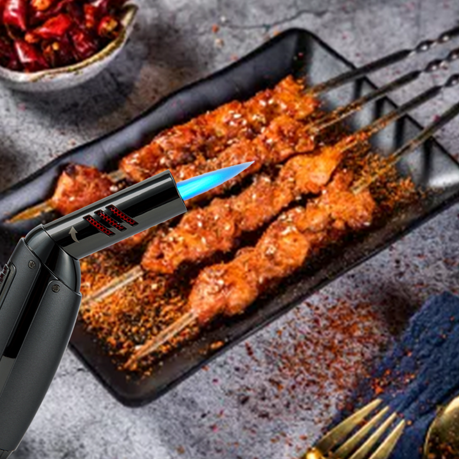 ®JETPRO Butane Torch One-Hand Operation Kitchen Torch Lighter with Adjustable Flame for BBQ, Baking, Grill (Butane Gas Not Included) #ZB597