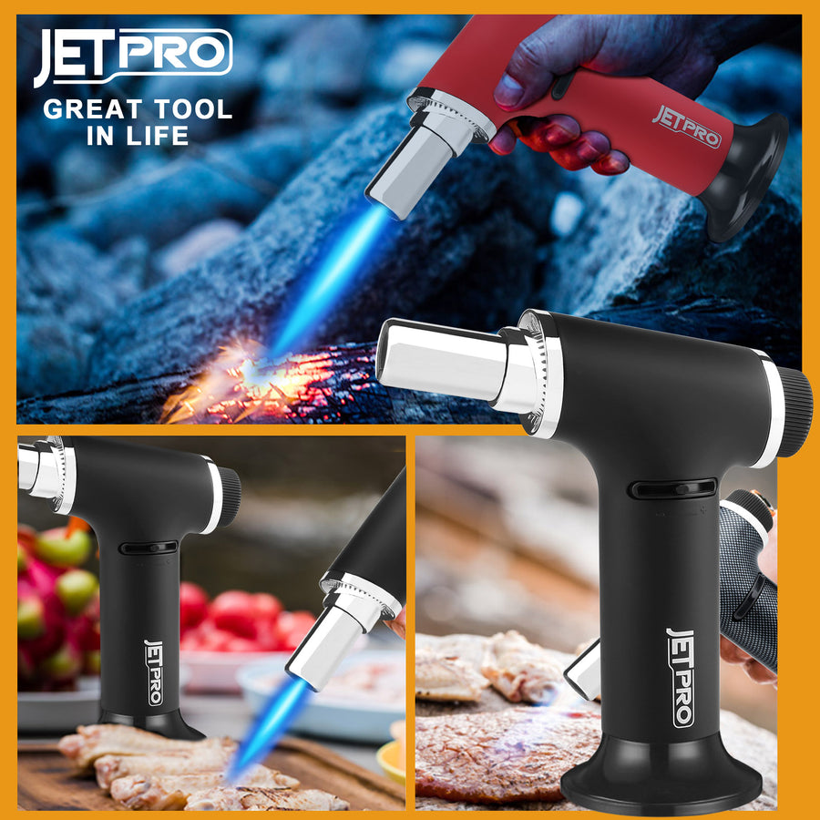 ®JETPRO StandFlame Butane Torch(Butane Gas Not Included) - Versatile Fire Control for BBQ, Baking, and Cream Delights!