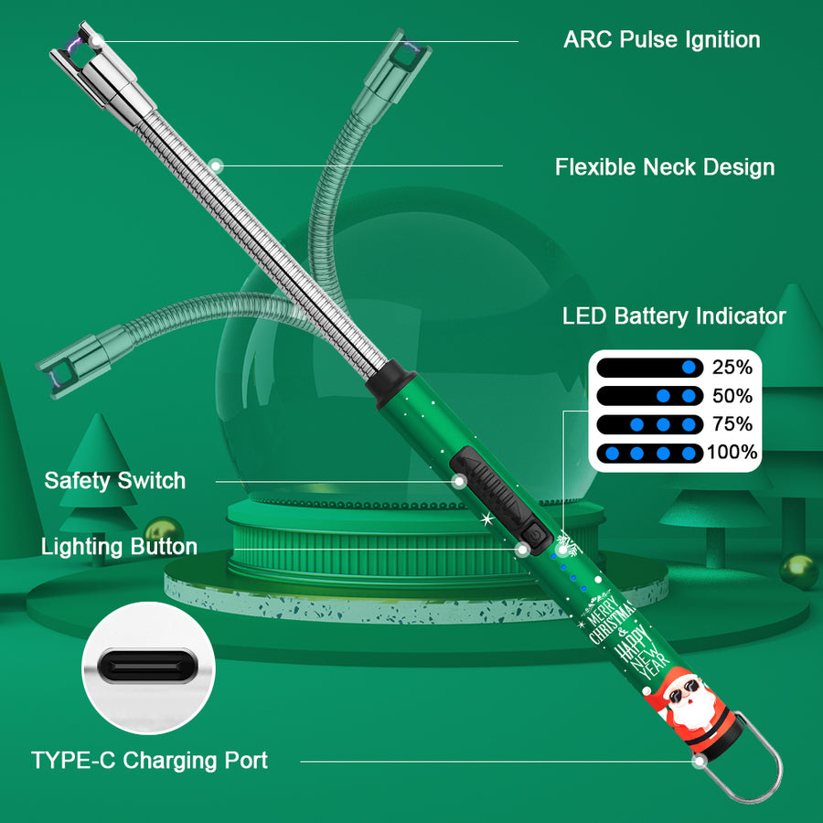 SUPRUS Christmas Green USB Candle Lighter- Flexible Tube