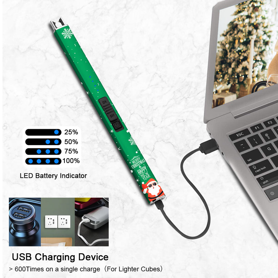 SUPRUS Christmas Green USB Candle Lighter - Square Tub