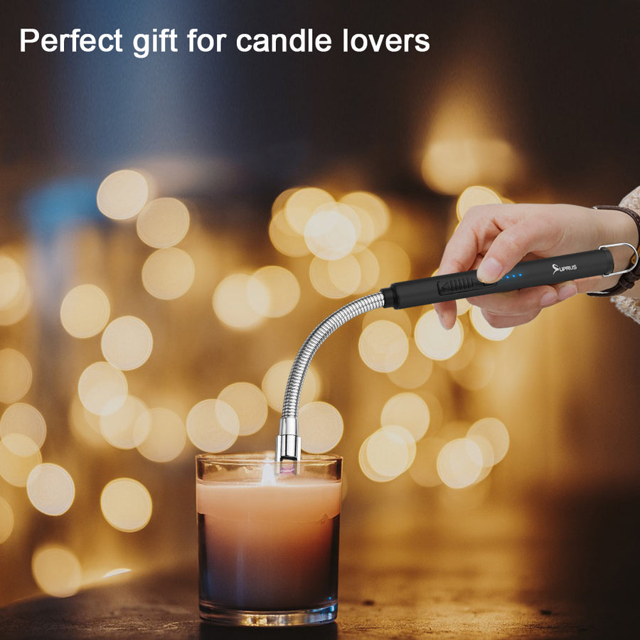 SUPRUS 2 Packs Candle Lighter 360° Flexible Neck #PW451+Electric Lighter Rechargeable #HLPW148