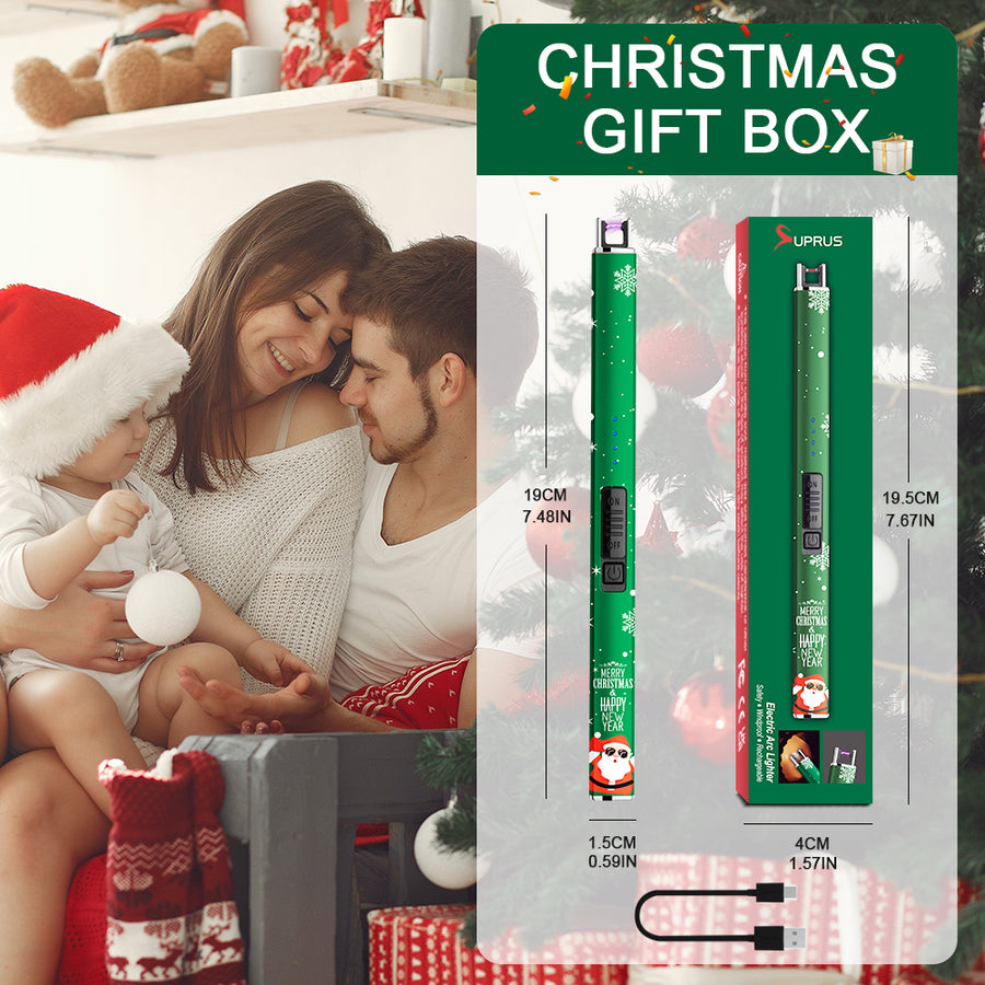 SUPRUS Christmas Green USB Candle Lighter - Square Tub