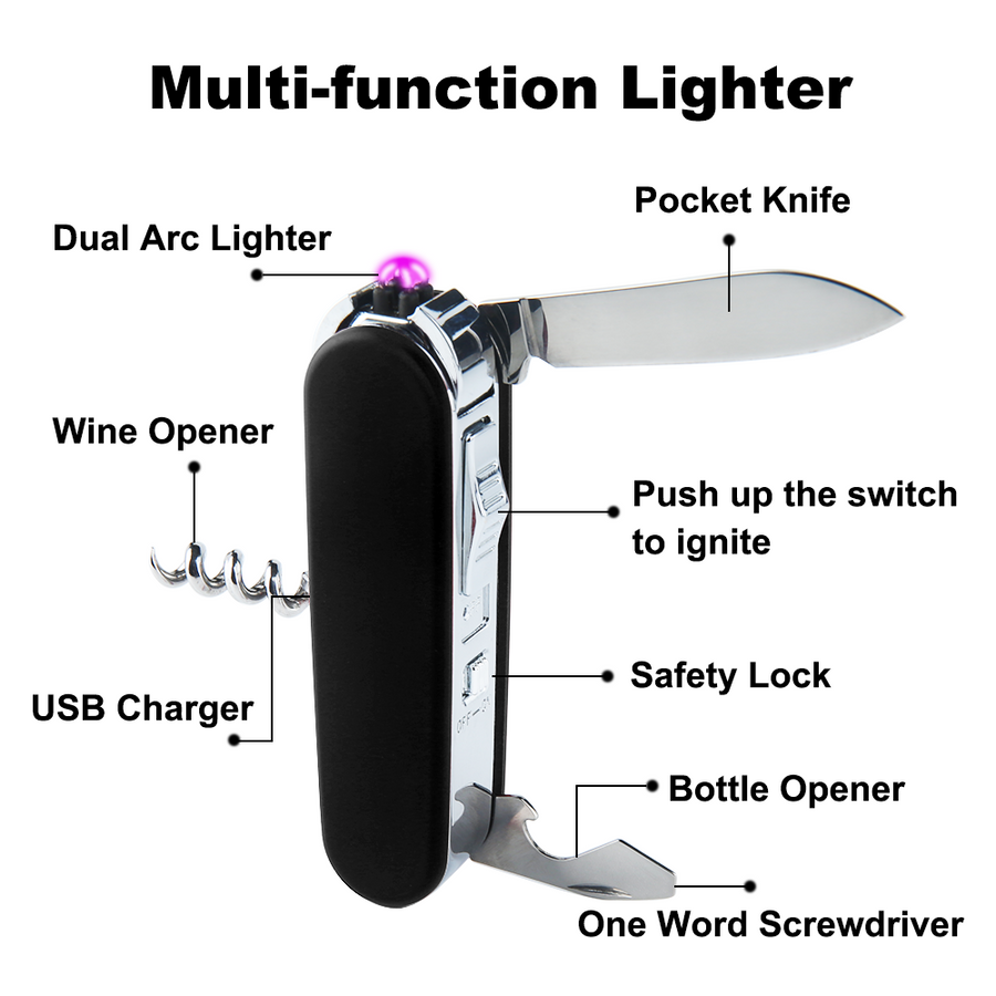SUPRUS 3 in 1 Multifunctional USB Lighter Wine Openner for Camping Grill Candle outdoor   #SUS-F28