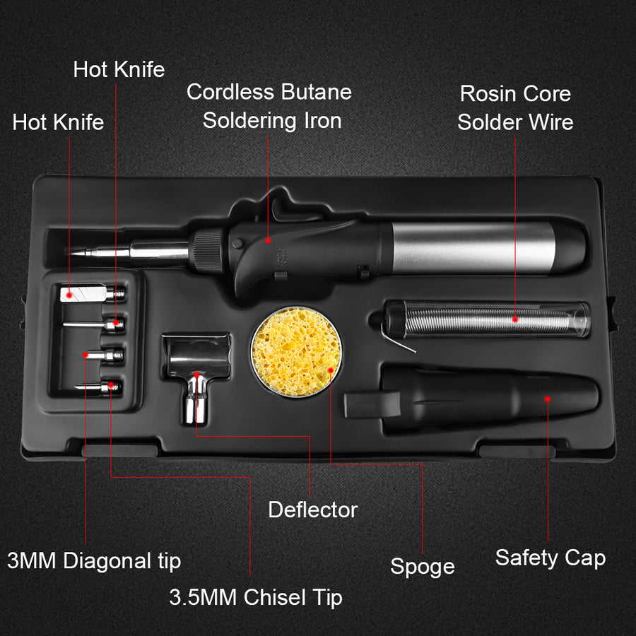 ®JETPRO Butane Soldering Iron Portable with Adjustable Soldering Temperature and Kit Cordless Butane-Powered (Butane Gas Not Included)#YZ062