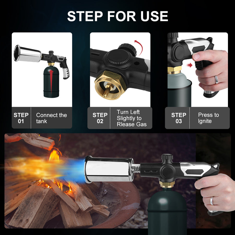 ®JETPRO Butane Torch Kitchen Torch Lighter with Adjustable Flame Cooking Refillable Torch(Propane Tank Not Included)#PJ1189