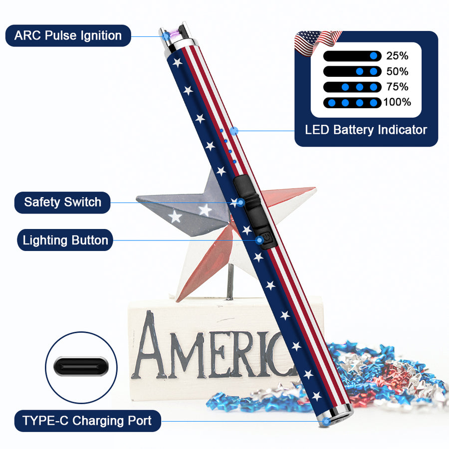 SUPRUS USB Type C Rechargeable Lighter  Best Souvenir for Independence, Memorial and Veterans Day(American Flag) #PW510Flag