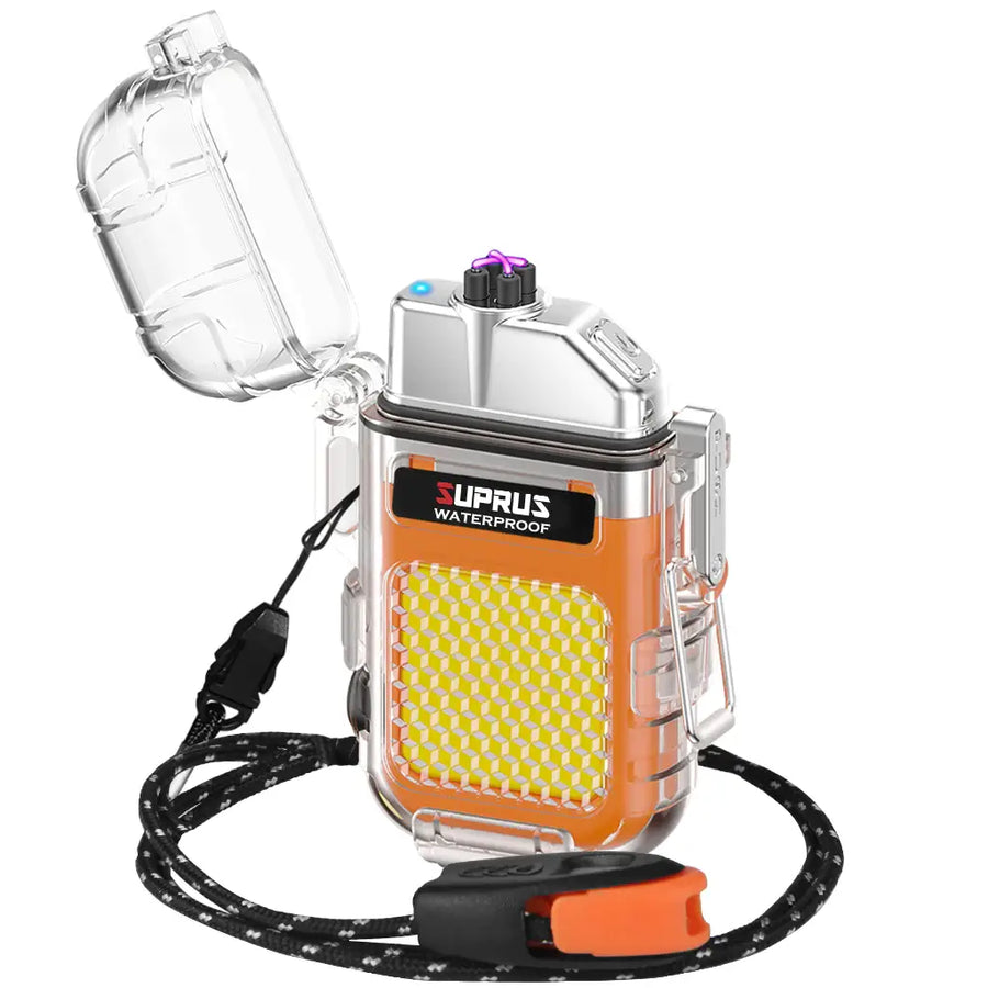 SUPRUS outdoor 3 Modes of Flashlight Windproof Usb Lighter #F33 orange