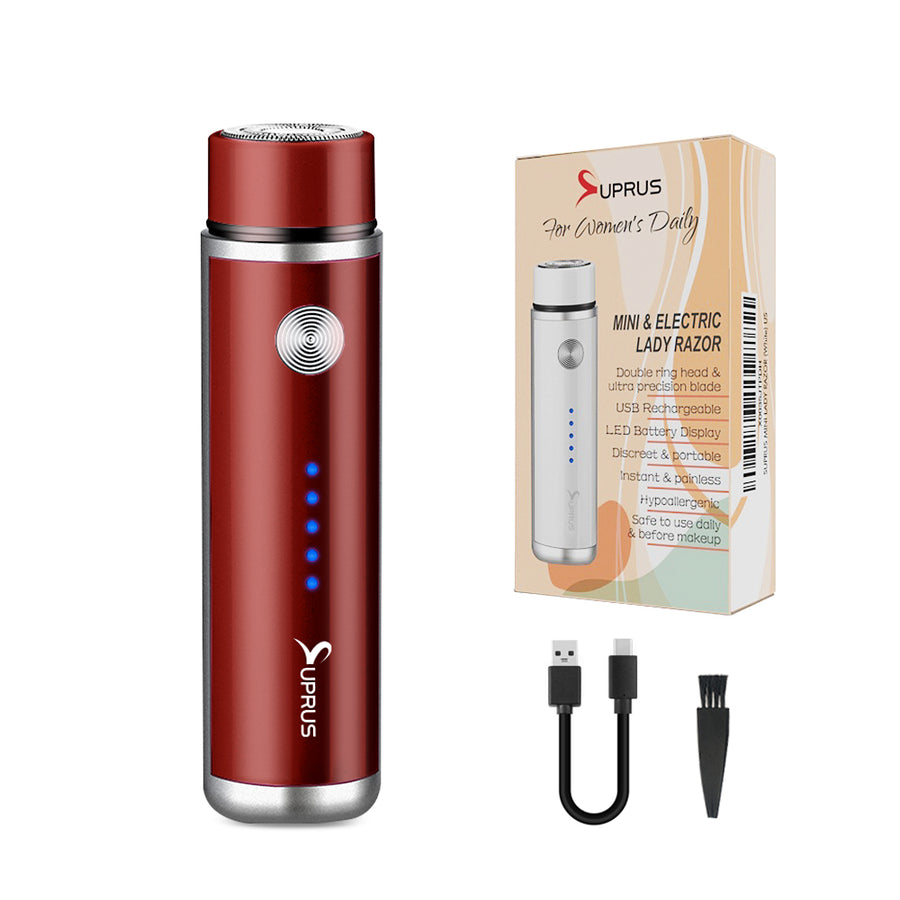 ⭐SUPRUS Women's Rechargeable USB Shaver LED Battery Display Cordless（White/blue/red）