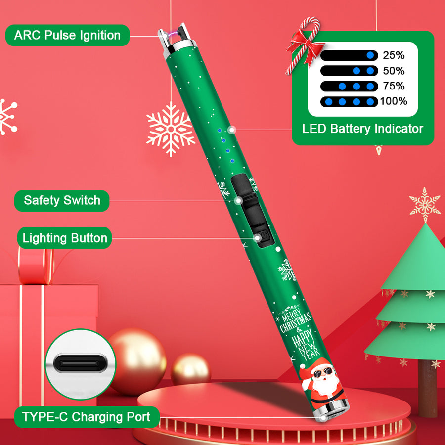 SUPRUS Christmas Green USB Candle Lighter - Round Tube