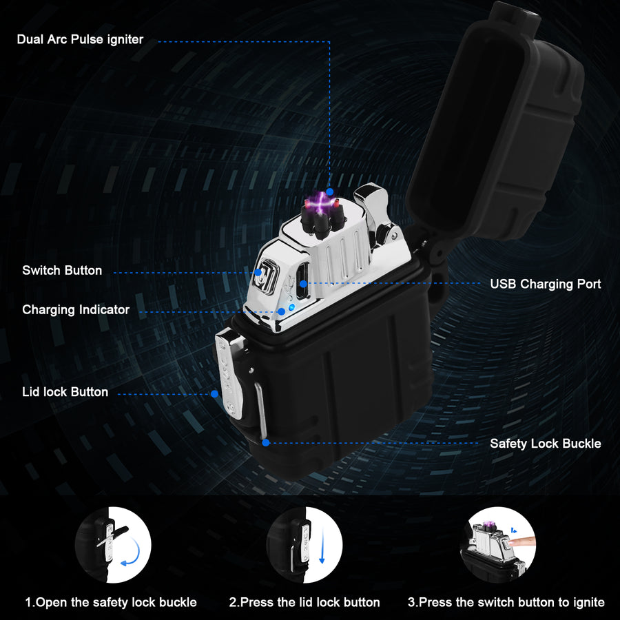 SUPRUS Camo and Black Dual Arc Lighter(Case Removable)2 color options #HJ459SUPA