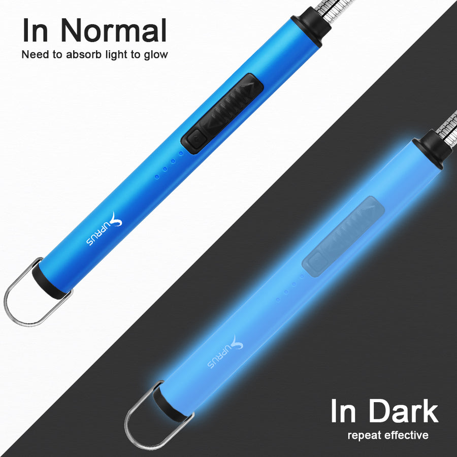 SUPRUS Luminous Electric Lighter Windproof 360° Flexible Neck for Candle Cooking BBQ Party #YG587 fluorescent blue