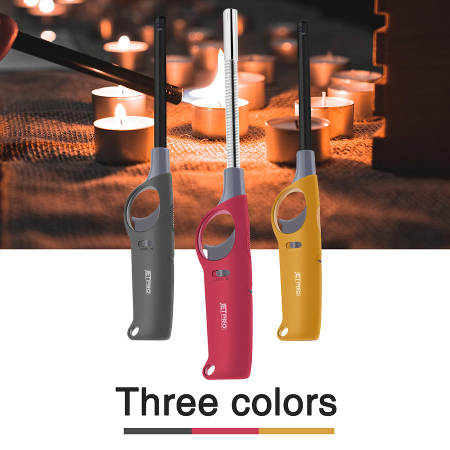 JETPRO 3 Packs Multipurpose Refillable Lighter Value Pack with Visible Fuel Tank (1Windproof Lighter 1Nomal Lighter 1Flexible Lighter)