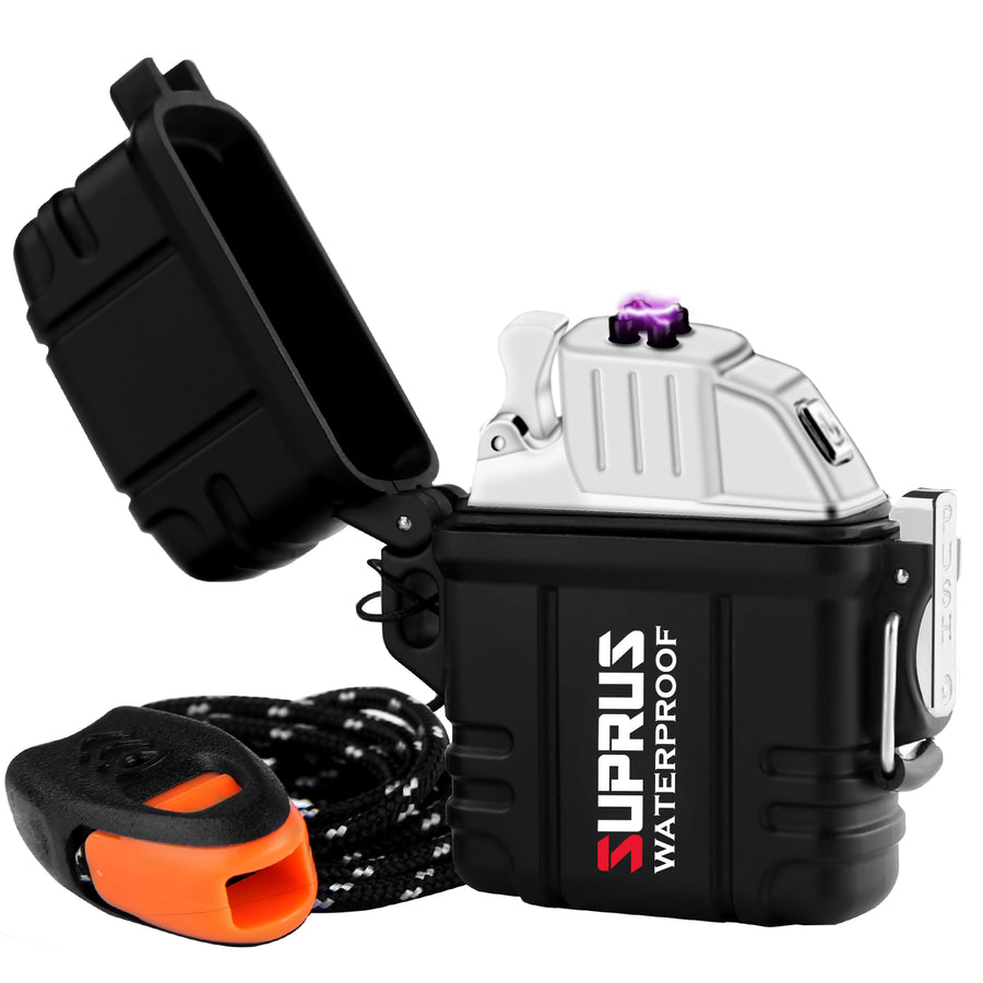 SUPRUS Outdoor Usb Lighter Waterproof Case 2-in-1 （BLACK）#PW-459